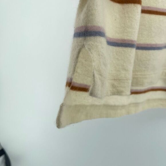 Madewell Heather Oatmeal Stripe Responsible Weightless Cashmere Sweater Tee MED - Picture 9 of 15